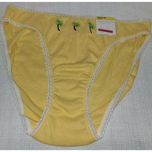Vintage Charter Club Intimates Womans Panties Yellow With Embroidered Palm Trees